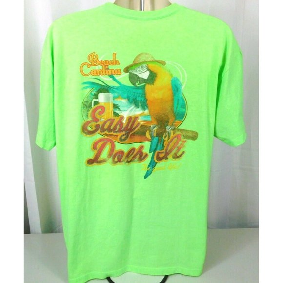 Paradise Collection EASY DOES IT Men's T-shirt XL Green Cotton Blend Parrot - Picture 3 of 7